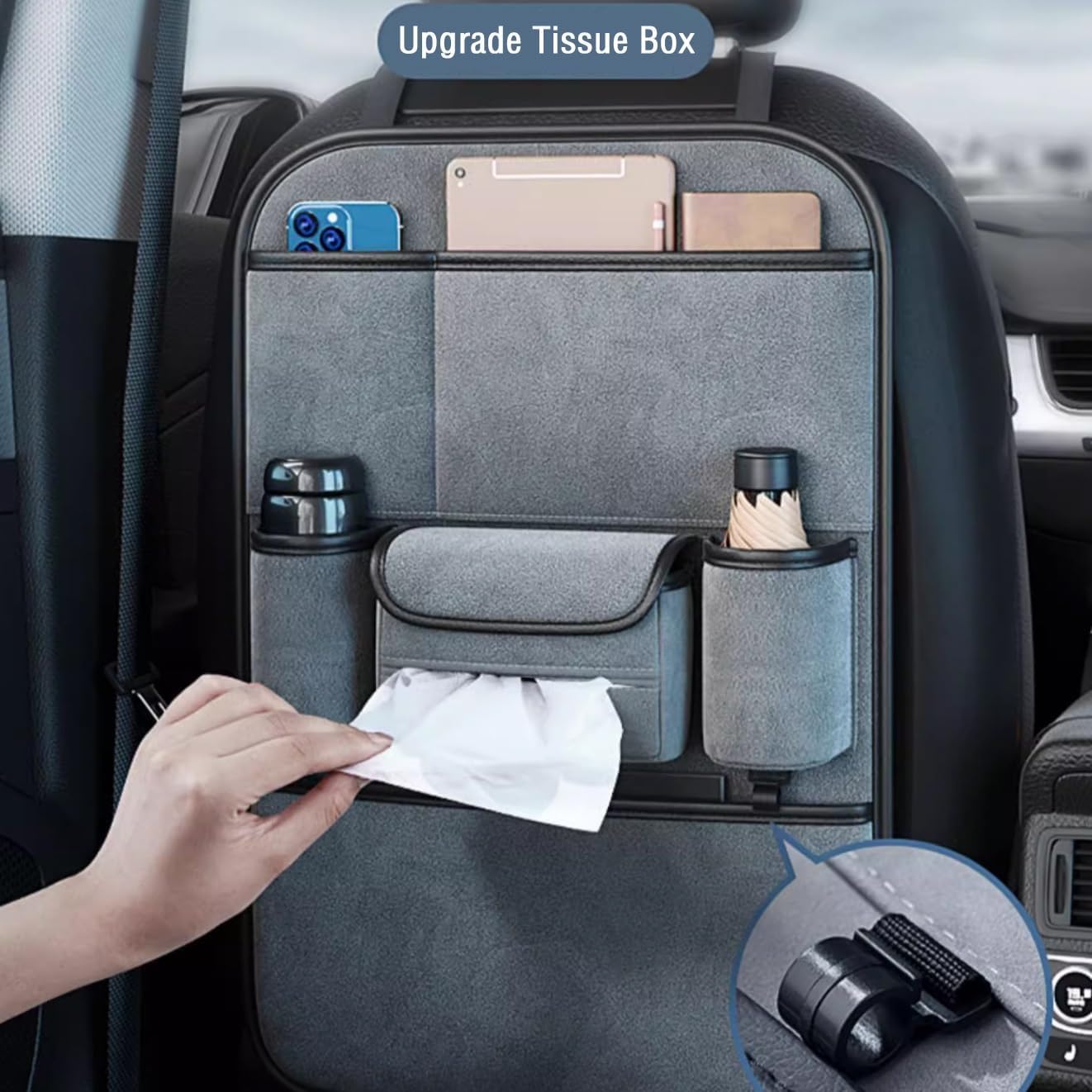 Organizador Asiento Coche para Benz GLB 200d 2019-2024, Multifunción Organizador Asiento Trasero Coche Lorganizador Asiento Coche Niños Protector de Asiento Trasero,Cyan-One