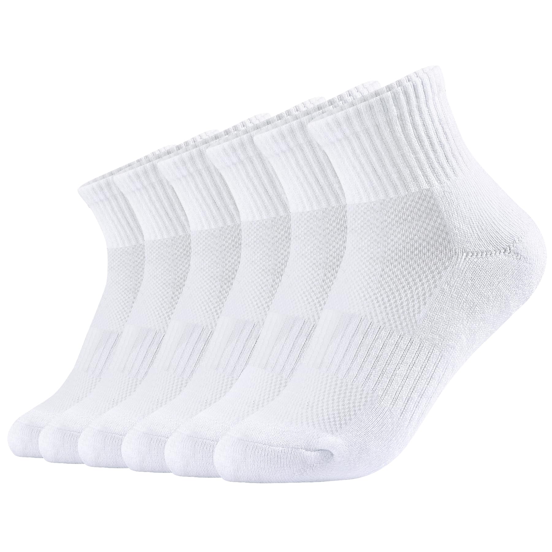LO SHOKIM Ankle Socks - Women & Men Cushioned Running & Work Sports Socks (Cotton Breathable) - 6 Pairs (4-10 Youth)