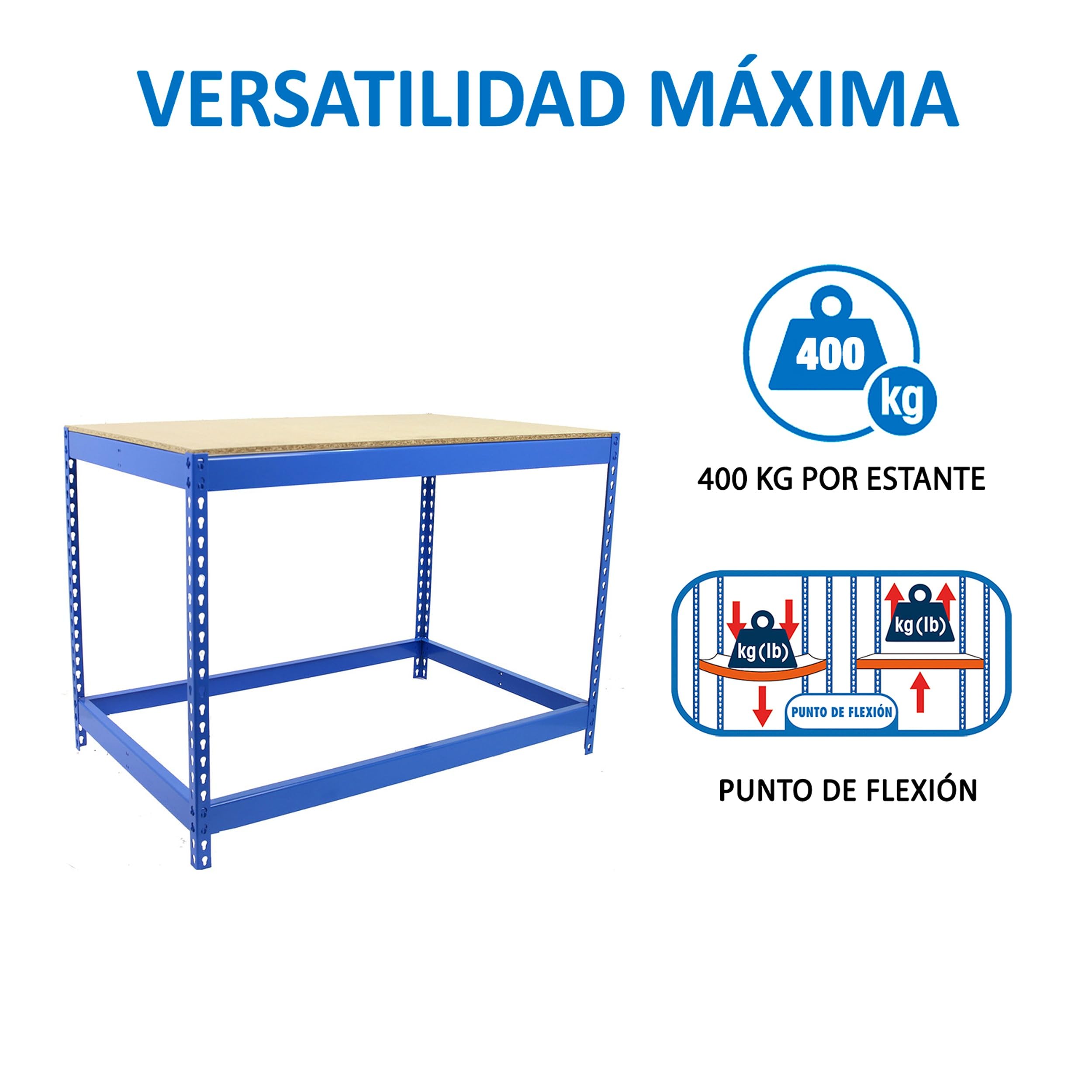 Simon Rack Banco de Trabajo Taller 400 kg 900x1200x900 mm Azul Madera BT-Basic