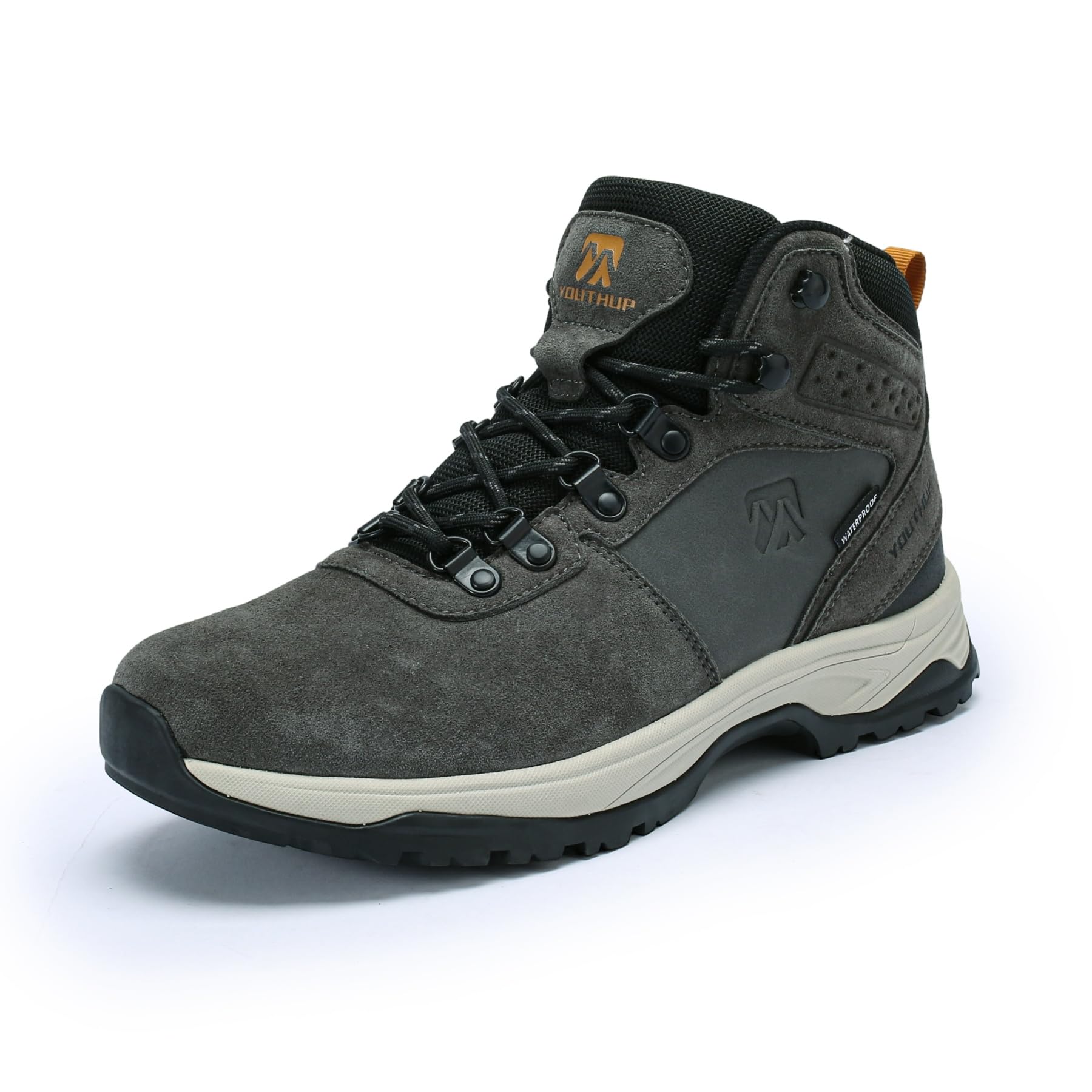 YOUTHUP Chaussures randonnée homme montantes imperméables trail outdoor | Tige hydrofuge doublure respirante semelle amortissante crampons profonds stabilité renforcée pour trekking camping et marche
