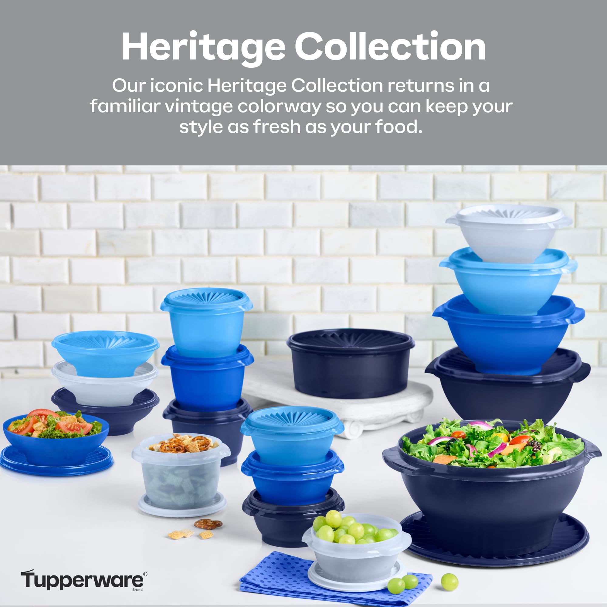 Tupperware Heritage Collection, New Set of 36 Vintage Blue Food