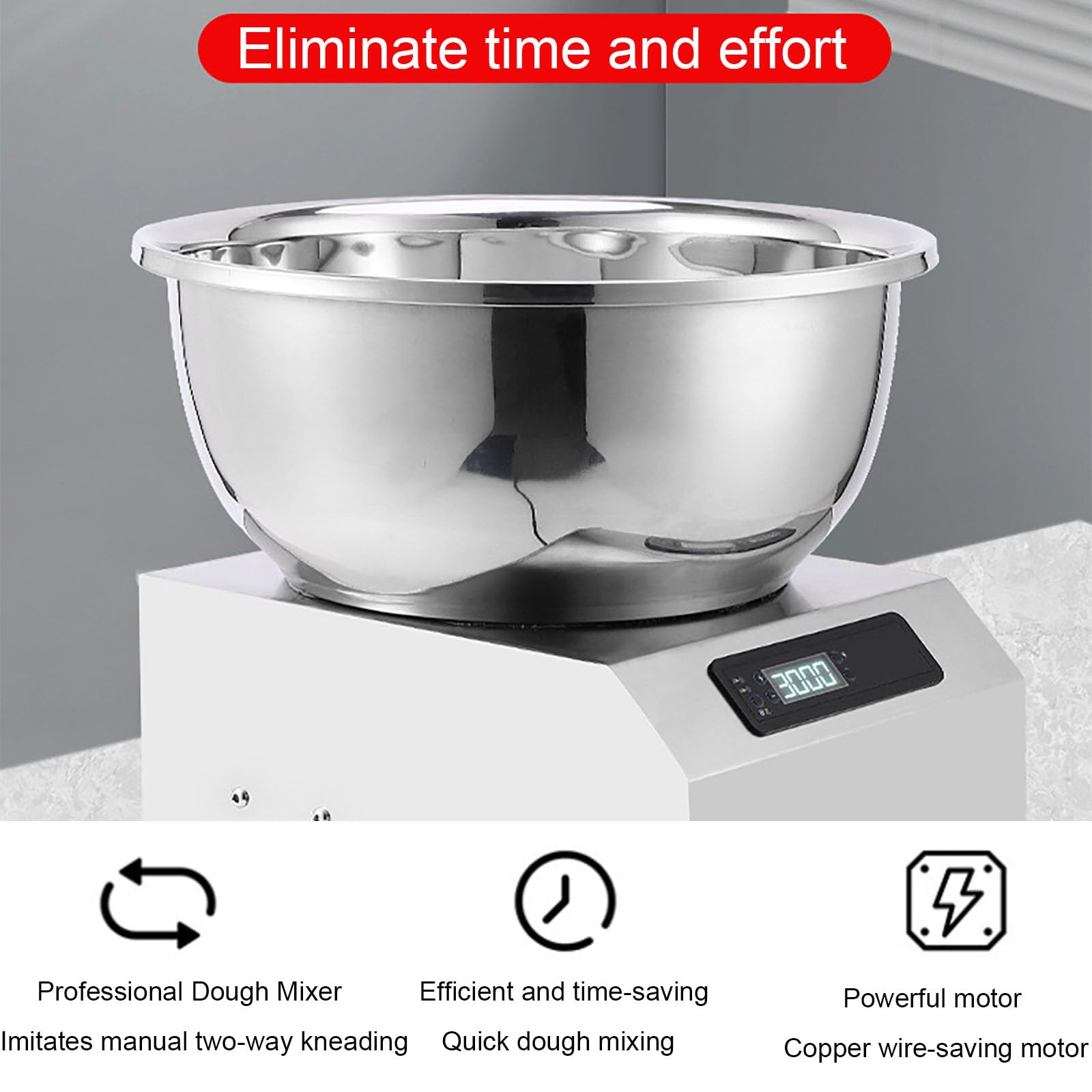 Impastatrice verticale, impastatrice per impieghi gravosi - Macchina impastatrice a spirale con timer, riduce gli sprechi di ingredienti, acciaio inox 304 per pane, gnocchi, panini al vapore