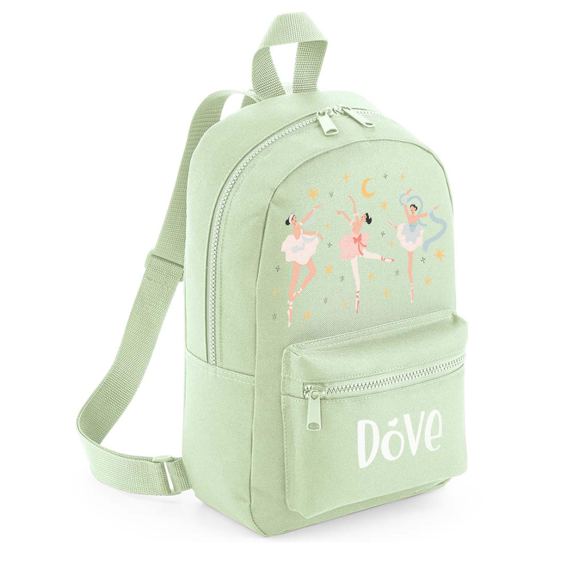 A1 Graphics Ltd Girls Pistachio Personalised Ballerina Kids Backpack Custom With Name Choice Of Colours Ballet School Bag With Adjustable Straps For Children & Toddlers (Pistachio)