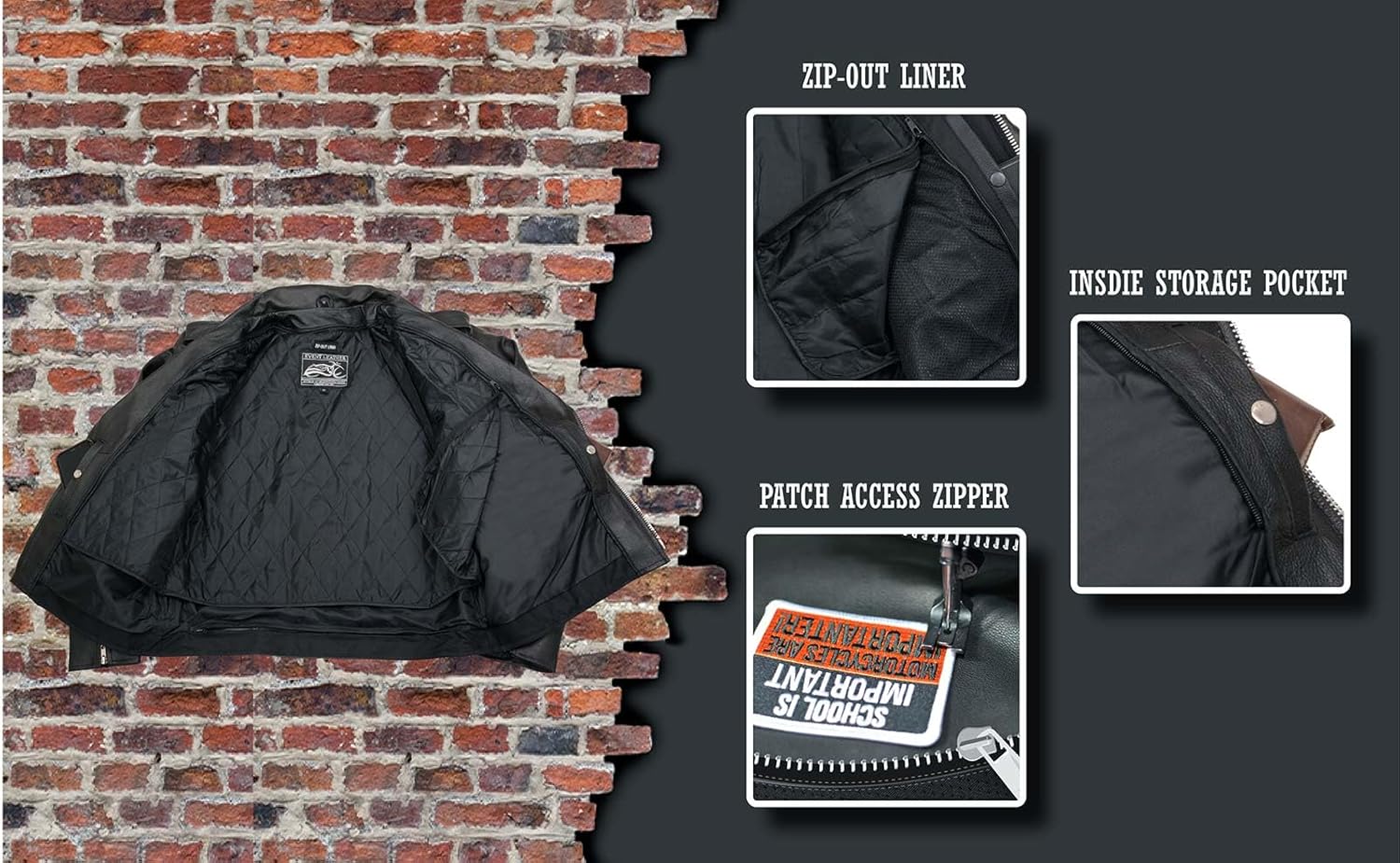 Men's Basic Motorcycle Jacket with Pockets