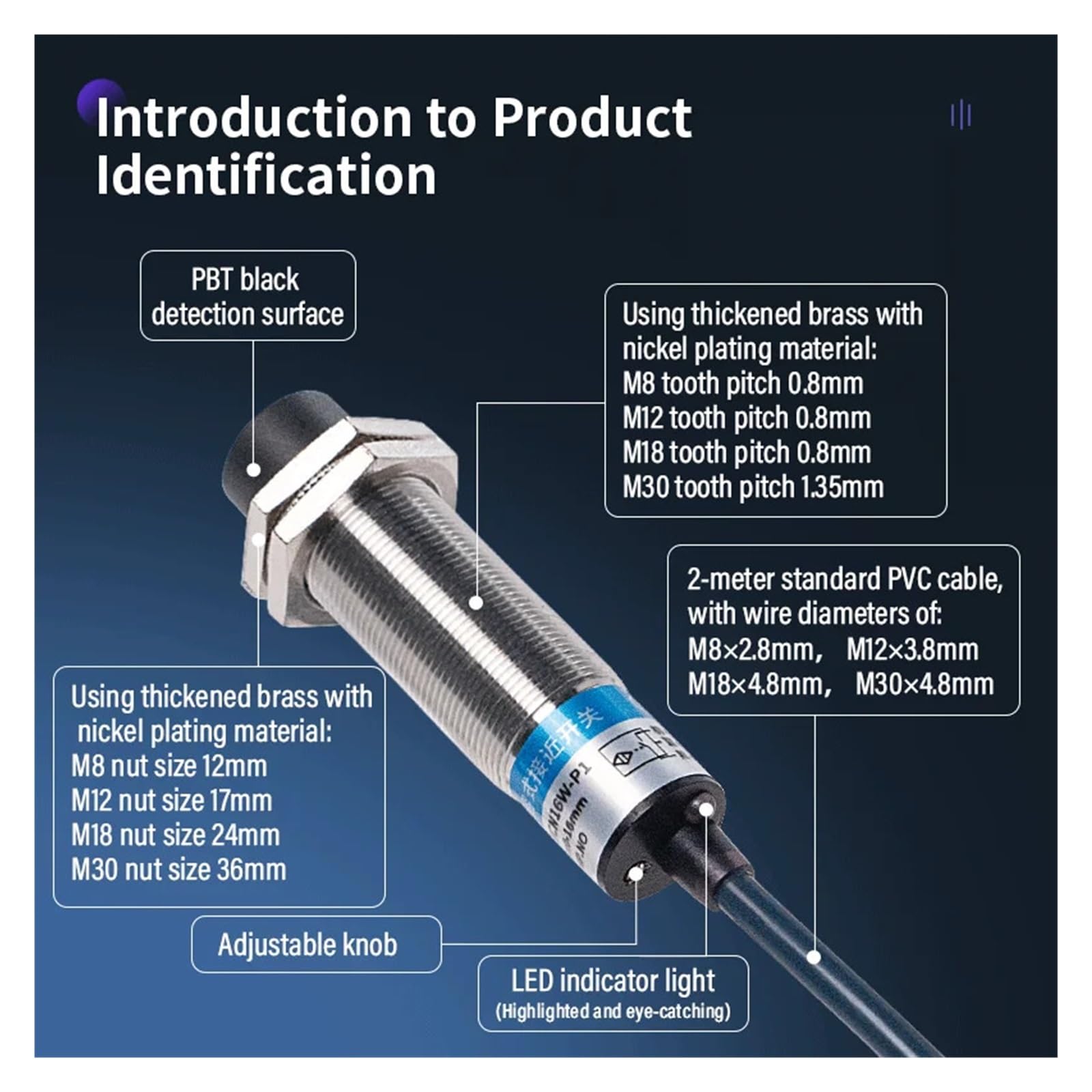 Medidor de nivel de sonido, M12M18M30 interruptor de proximidad capacitivo material detección partículas alimentación plástico sensor inducción madera líquida | E2K-M18CS08W-P1