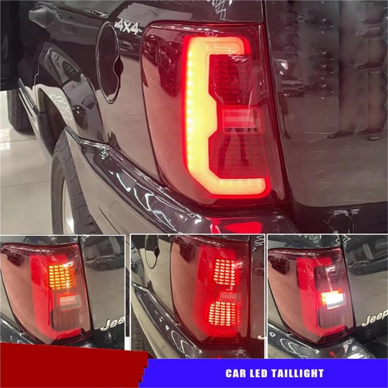 Lampa tylna zespolona Halogen światła Zestawy świateł tylnych LED do samochodów Jeep Grand Cherokee 1999-2004 Akcesoria oświetleniowe(Black 1 pair)