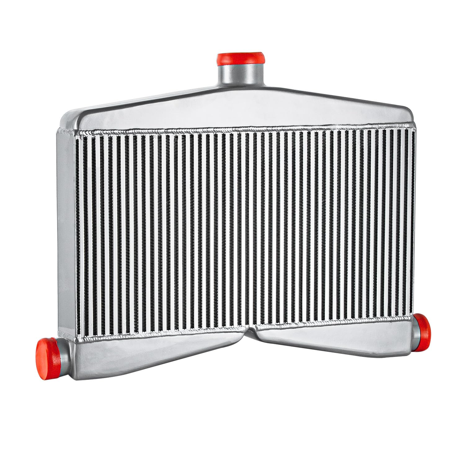 Intercooler doppio turbo, 24 x 33 x 8,9 cm, doppia uscita centrale 2 in 1 uscita, intercooler in alluminio
