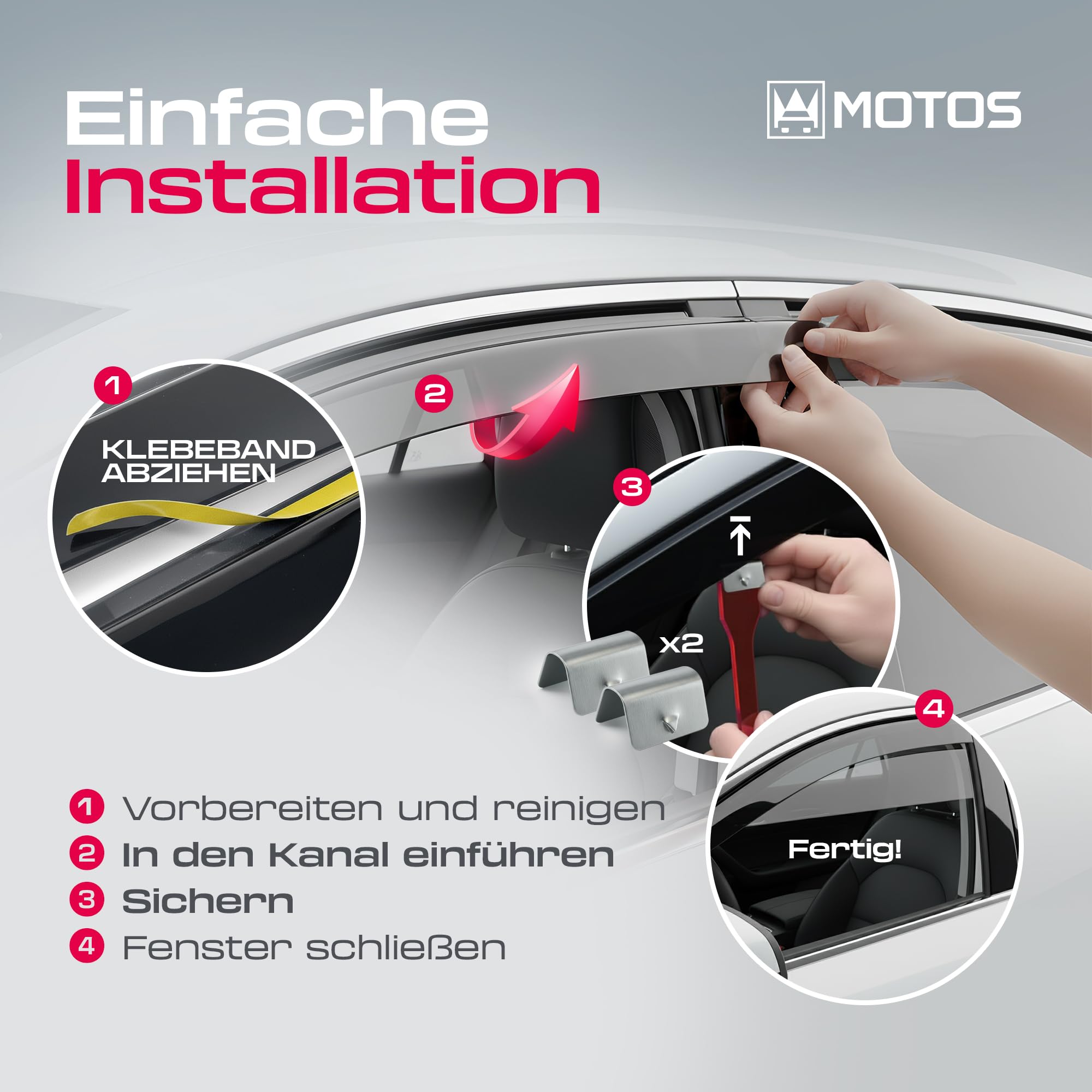 MOTOS Deflectores de Viento para FORD MONDEO MK4 2007-2015 Duraderos y Robustos, Deflector de Lluvia, Reducción de Ruido y Turbulencias del Aire, Fácil Instalación, Protección Estética y Ahorro de Ene