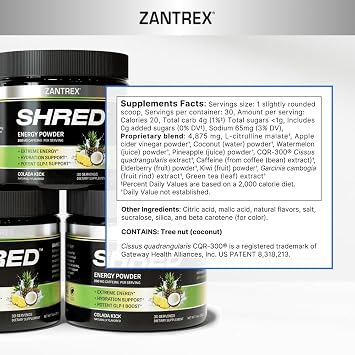Zantrex Shred Energy, Metabolism, Weight Management, GLP Drink - 200mg Caffeine - Colada Kick, 30 Servings
