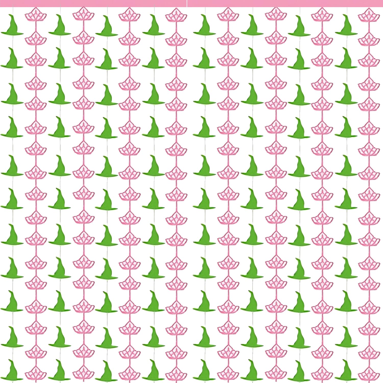 Pink Green Foil Curtains Set of 2 Witch Hat and Princess Crown Fringe Curtains Tassel for Birthday Bachelorette Photo Booth Backdrop Party Decorations