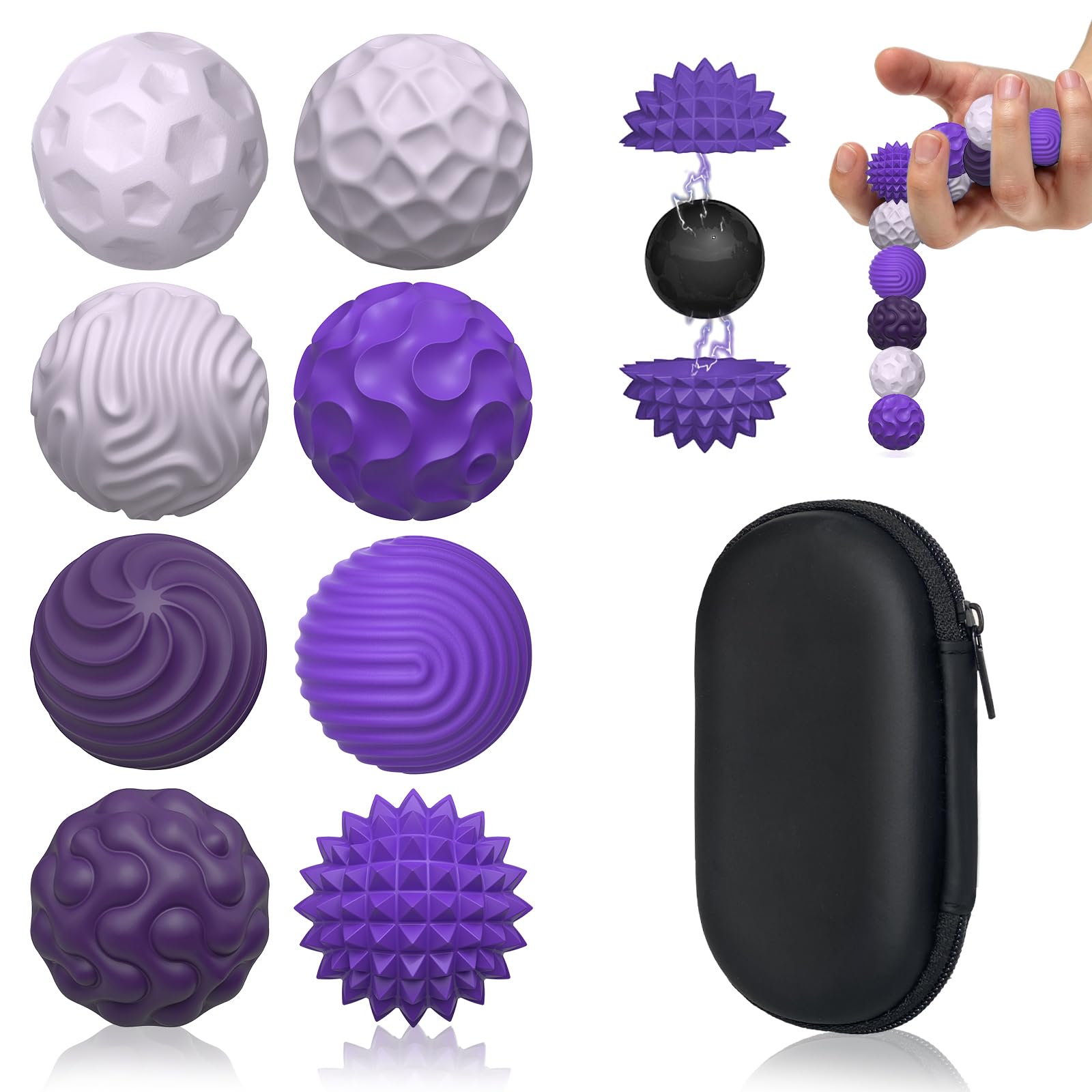 Accevo Silicone Magnetic Balls,Fidget Toys for Adults & Teens, 8PCS Stress Ballls Sensory Toy for Autism ADHD Anxiety, Fun Textures Gadgets, Office Desk Toy, Stocking Stuffers Gift