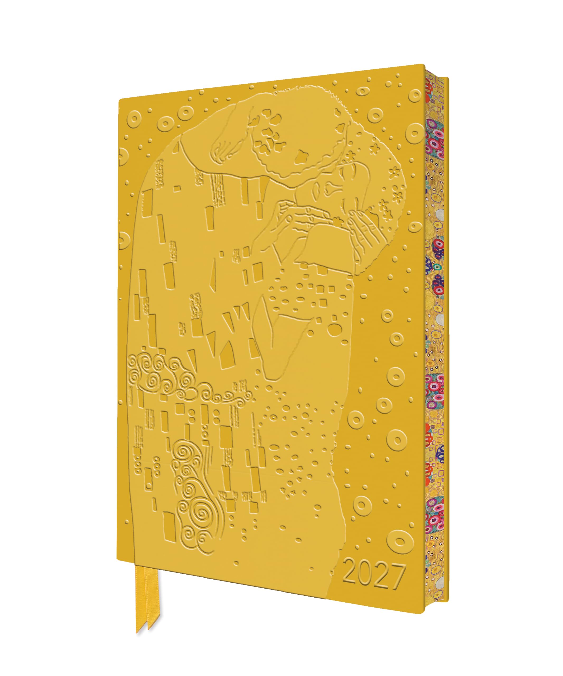 Gustav Klimt: The Kiss 2027 Artisan Art Vegan Leather Diary Planner - Page to View with Notes: Original Flame Tree Publishing DIN A5-Format Exquisit ... künstlerisch gestalteten Buchschnitt