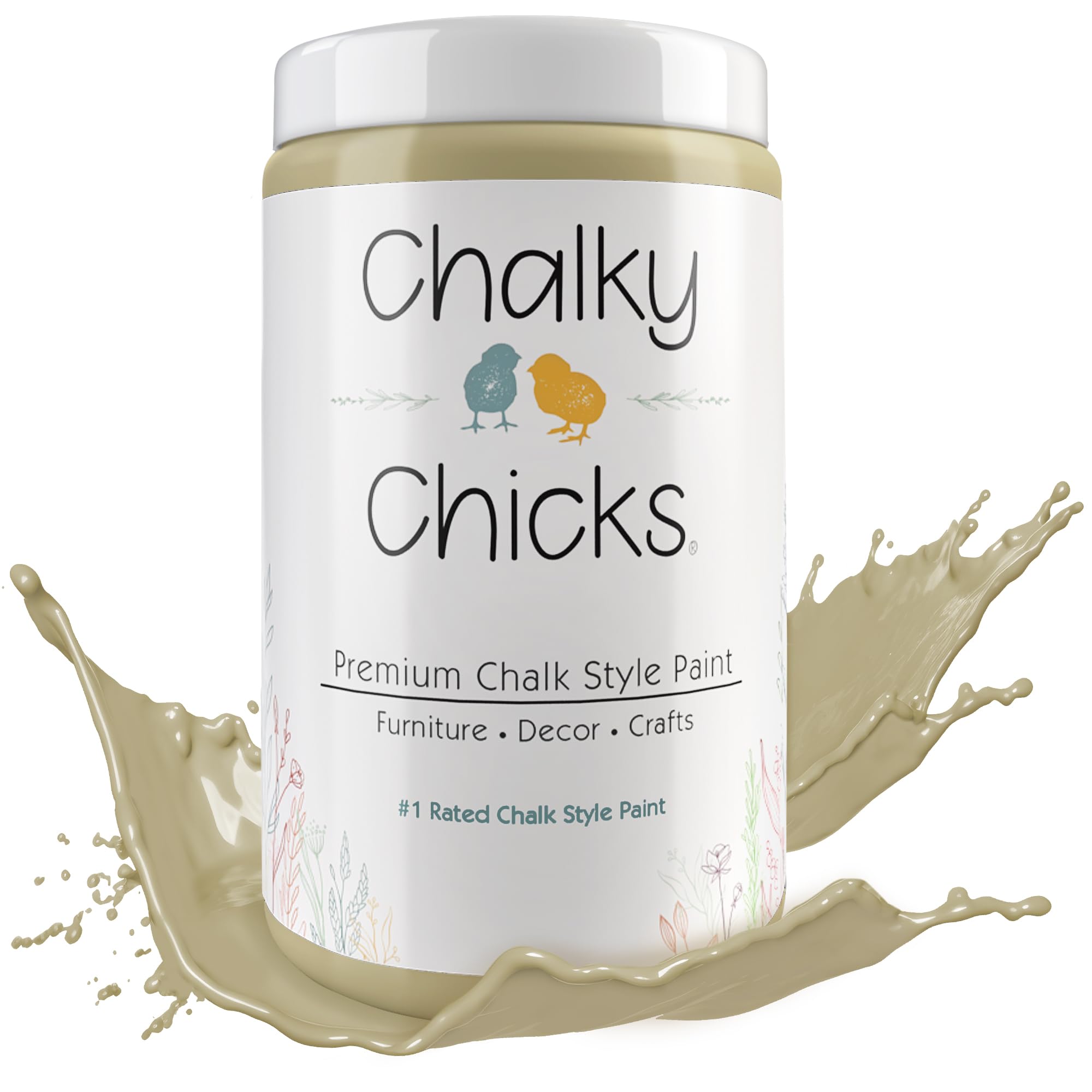 Chalky Chicks All-in-One Chalk Paint for Furniture or Cabinet - 32 Fl Oz - Matte Finish Olive Wood (Taupe) for Metal, Wood Furniture Paint - No Sanding All-in-One for Home Decor & Crafts, USA Made