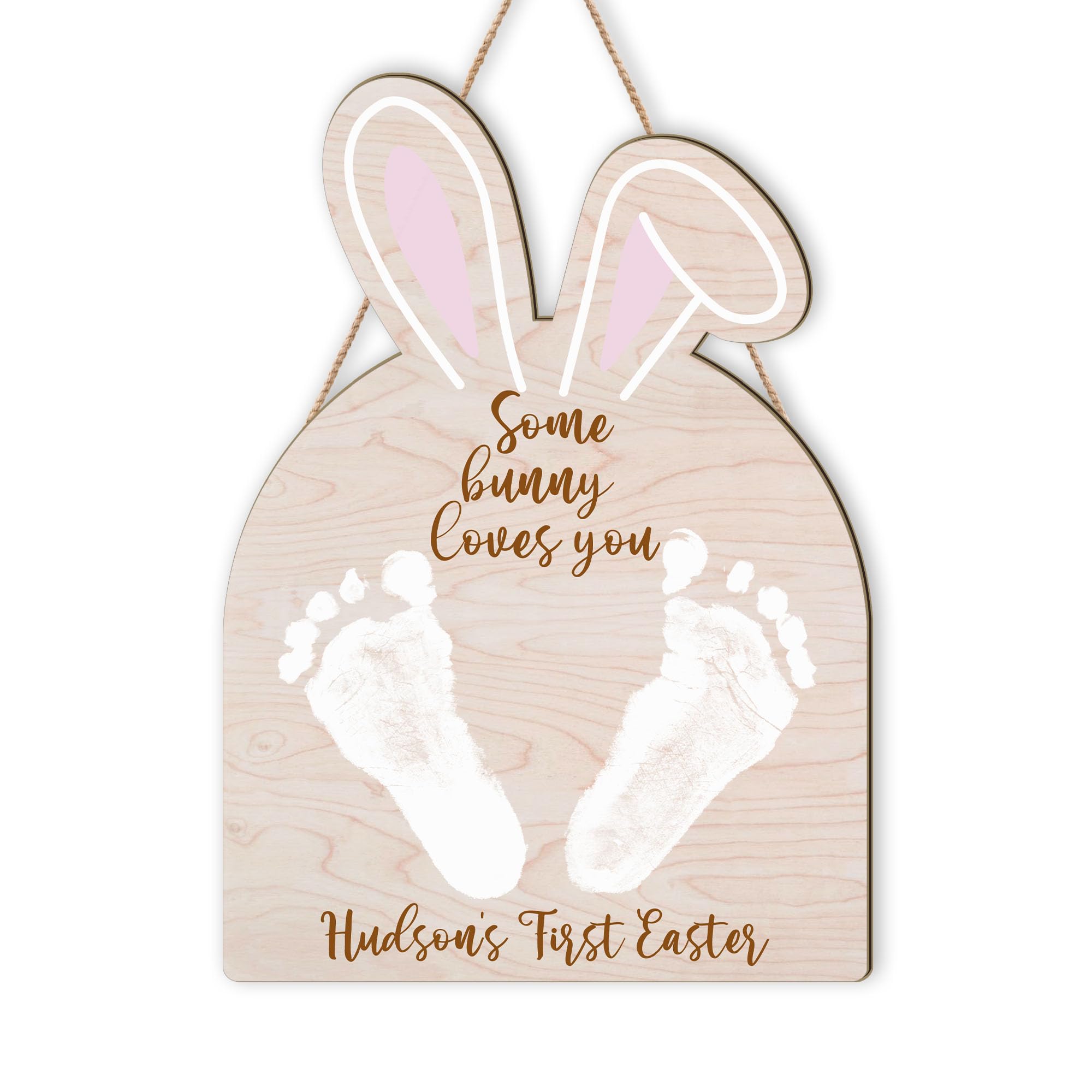 Personalized Baby's First Easter Day Gift DIY Footprint Hanging Sign Easter Day Gift for New Mom Dad Baby Milestones Footprint Art Craft School Activity Kids Baby Toddler Memory Keepsake Rabbit Shape