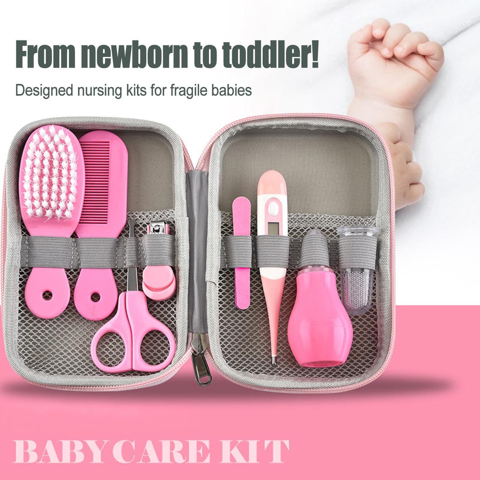 Trousse De Soin Bébé Naissance 8Pcs, Kit Manucure Sécurité Bébé Avec Brosse À Dents, Coupe-ongles Et Peigne