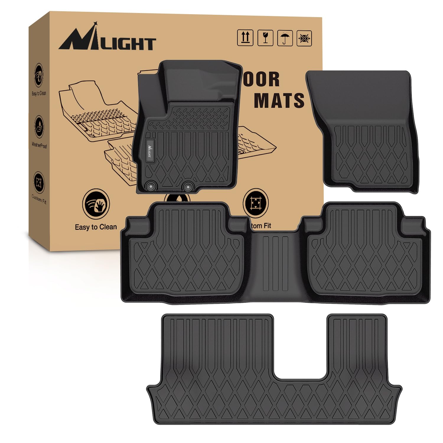 Nilight TPE Floor Mats for Mitsubishi Outlander 2014 2015 2016 2017 2018 2019 2020 2021,All Weather Custom Fit Heavy Duty Floor Liners