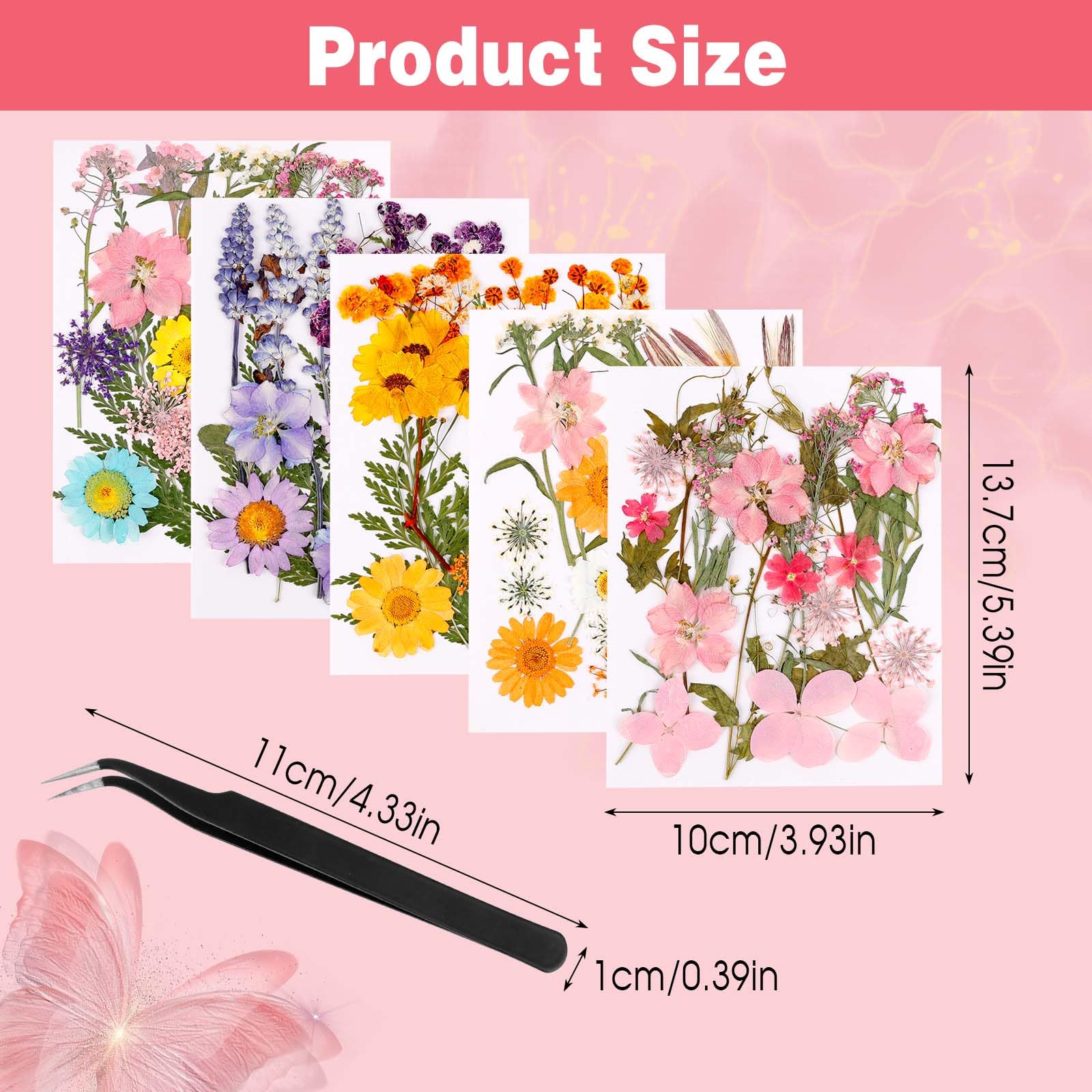 Fiori Secchi per Decorazioni 96 Pezzi Fiori Pressati Naturali con Pinzette per Bomboniere Fai Da Te Candele Scrapbooking