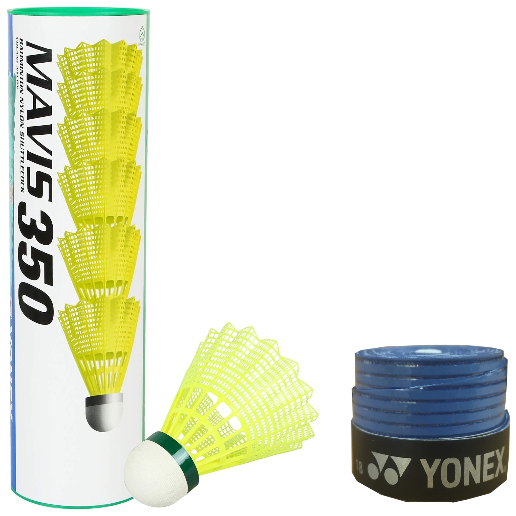 Yonex Mavis 350 Nylon Shuttlecock (Pack of 6) - Made in Japan & ET 903 E Super Rubber Badminton Grip (Blue) (B09SG4X955) Amazon Price History, Amazon Price Tracker