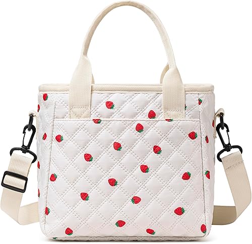Miniatura 1 de TuErCao Linda lonchera de fresa para mujer, bolsas de almuerzo para el trabajo, pequeña bolsa aislada para picnic, viajes, compras, portátil,