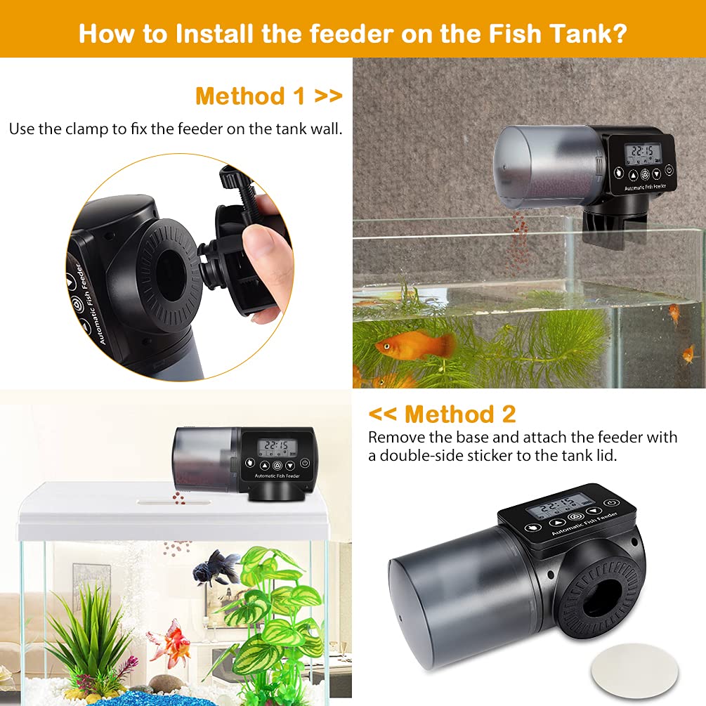 Mangiatoia Automatica per Acquario - Distributore Automatico di Cibo per Pesci Capacità 200mL Programmabile Alimentatore Automatico di Pesce Adatto per Acquario & Serbatoio per Pesci e Tartarughe