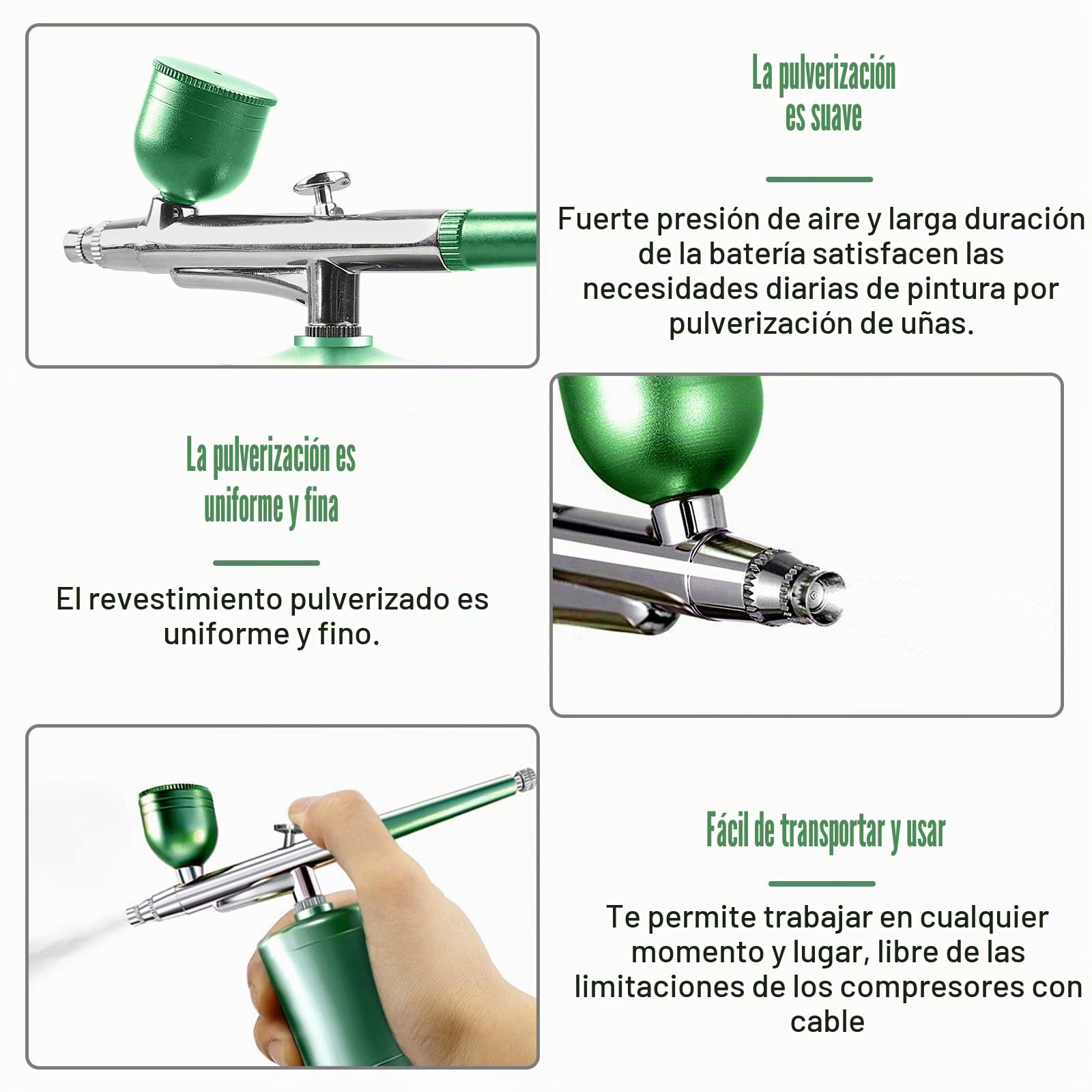 Juego de aerógrafo con compresor, pistola de aerógrafo portátil, kit de aerógrafo recargable, aerógrafo inalámbrico con compresor para diseño de uñas, decoración de pasteles, maquillaje, modelado de