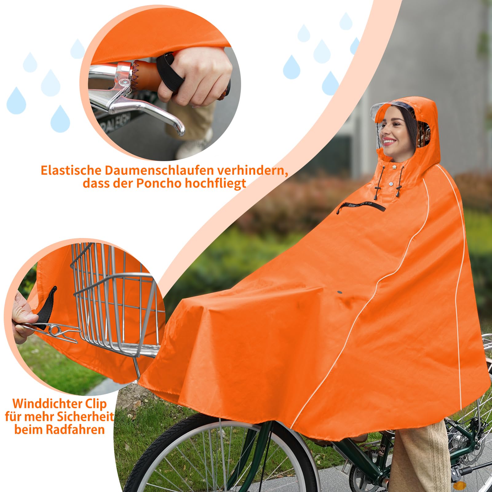Andake Poncho Antipioggia Bicicletta per Uomo e Donna, Impermeabile Ciclismo Pioggia Poncho