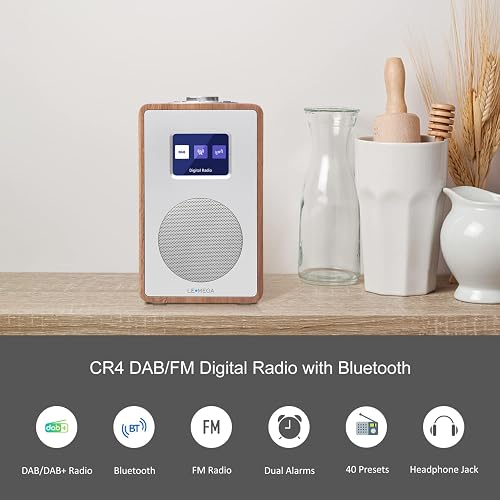 LEMEGA CR4 DAB Radio, Bluetooth, Colour Display, Wooden Effect, Walnut - 2