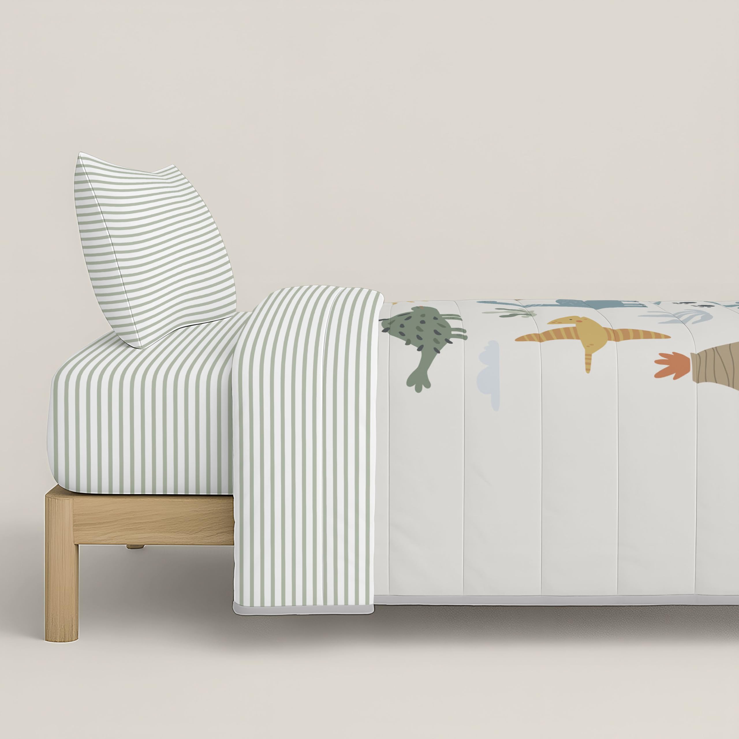 NATURALS CoolKids - Edredón Nórdico Infantil DINOLAND | 100% Algodón | Cama 90 (180x260 cm) | Relleno 200g Tacto Pluma | Oeko-Tex | Fabricado en España