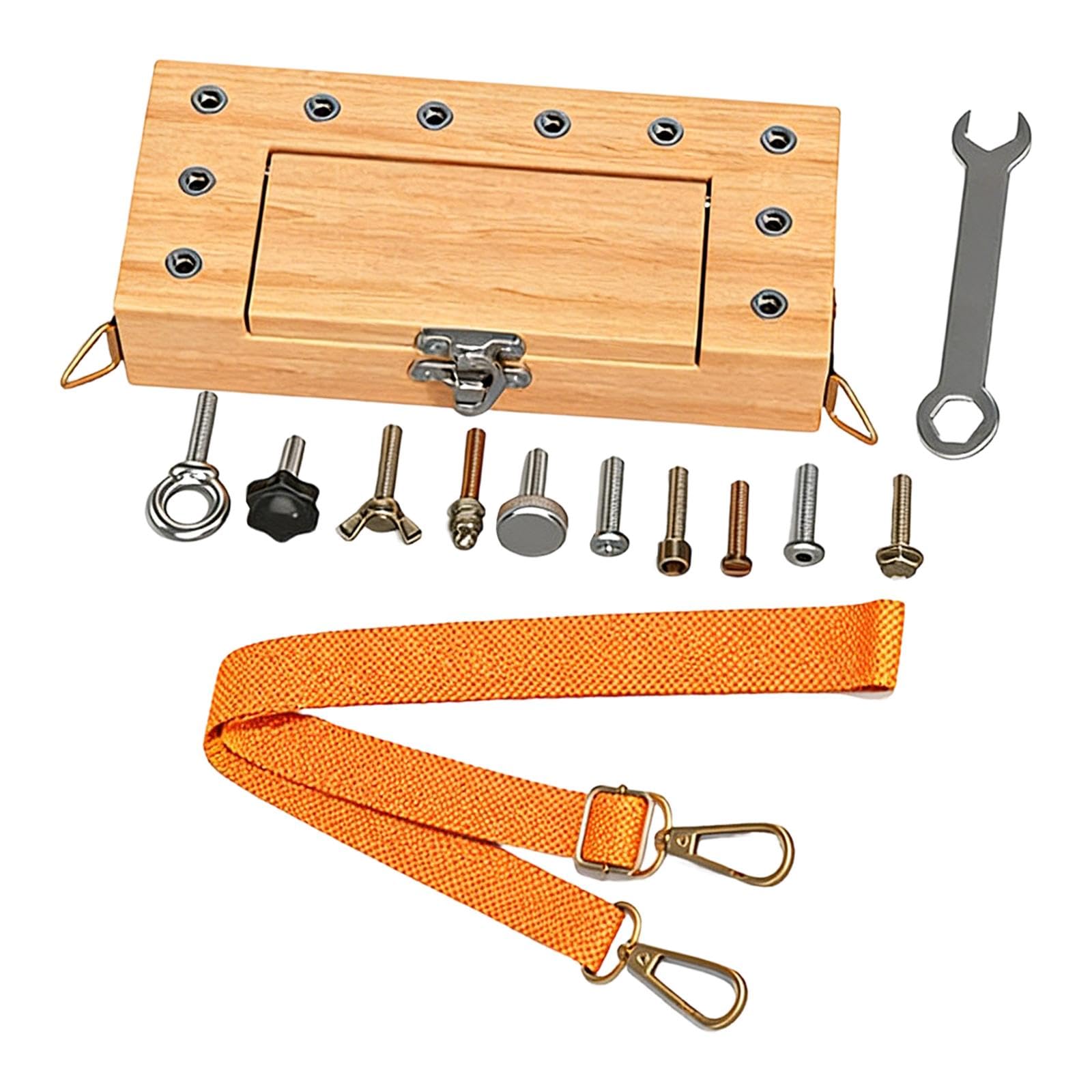 Sharplace Set di Attrezzi Giocattolo per Bambini con Tracolla, Robusto e Resistente, con Base in Legno per l'apprendimento, Adatto a Bambini di 3, 4 e 5
