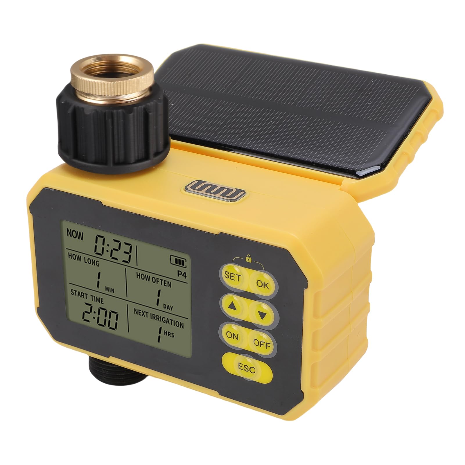 Timer Solare per l'acqua, di Irrigazione Programmabile con Sensore Pioggia, Pannello Solare Regolabile, Irrigatore Automatico per Tubo da Giardino, Facile Configurazione per la Casa