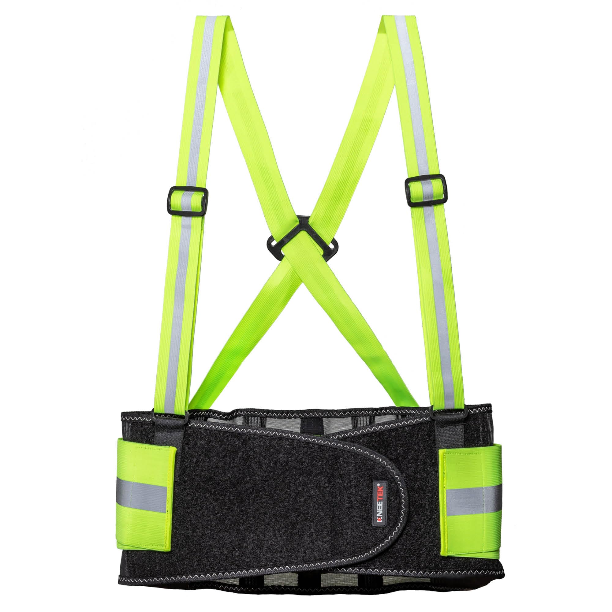 Kneetek Rückenstützgurt HiVis M (68–96 cm) | reflektierender Stützgurt für hohe Sichtbarkeit | Rückenstütze zur Erleichterung der Arbeiten und Unterstützung des Rückens