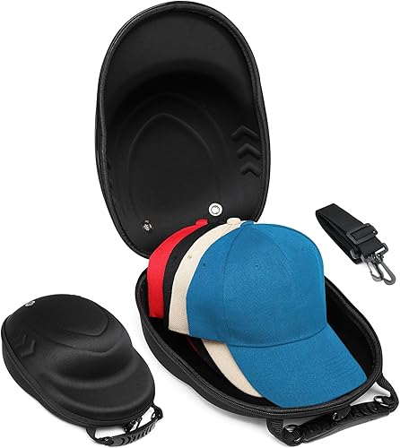Estuche de viaje para sombreros, funda rígida para gorras de béisbol, funda de transporte para sombreros con asa de transporte y correa para el
