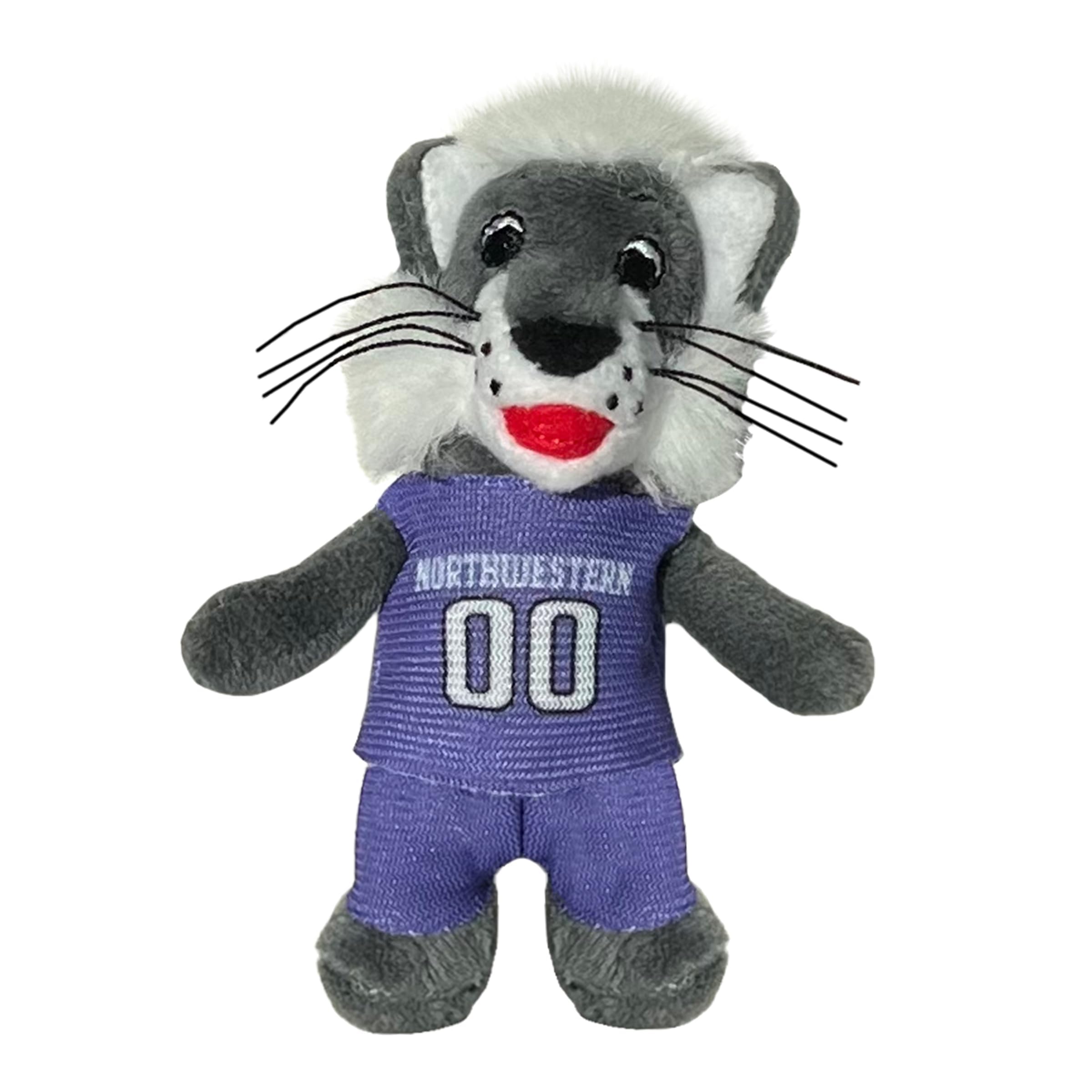 Bobbi-Dobbiez Attachable Plushie Northwestern University Willie Wildcat Mascot – Attaches to Backpacks, Bags, Shoes, Water Bottles, and More