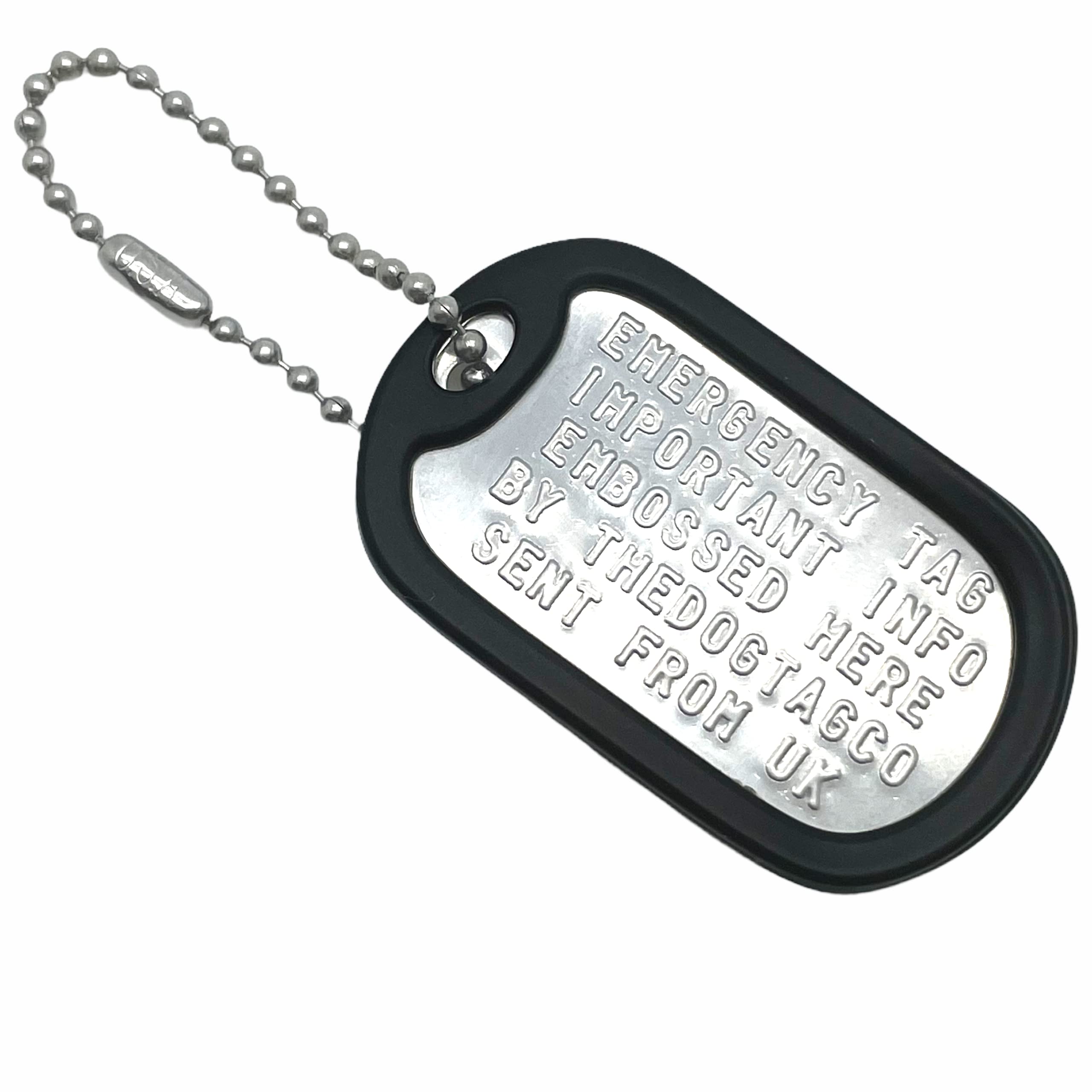 TheDogTagCoTheDogTagCo Military Dog Tag Stainless Steel Single Keychain, Emergency, Luggage Tag Set (Black)