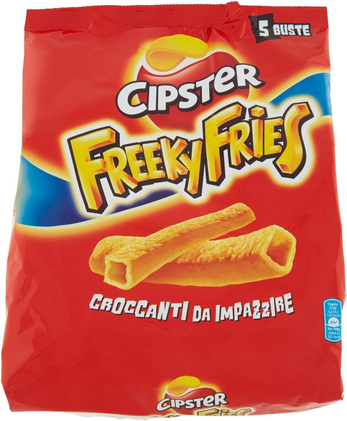 Italian Gourmet Freeky Fries Chips di Patate Kartoffelsnack Form 12 x 125g | Sfiziosi e croccanti; salziger Genuss für Aperitivo, Party, Filmabend und, Gesamtnettogewicht 1,5 kg + Kostenlos Polpa 400g