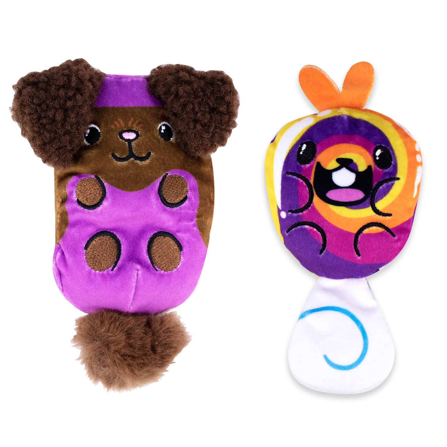 Dogs vs Squirls - Gertrude & Sucker - 2-Pack - 4" Amazon Exclusive Squishy Bean Filled Plushies! - Collect These as Stocking Stuffers, Fidget Toys, or Sensory Toys - Great for Kids, Boys, & Girls!