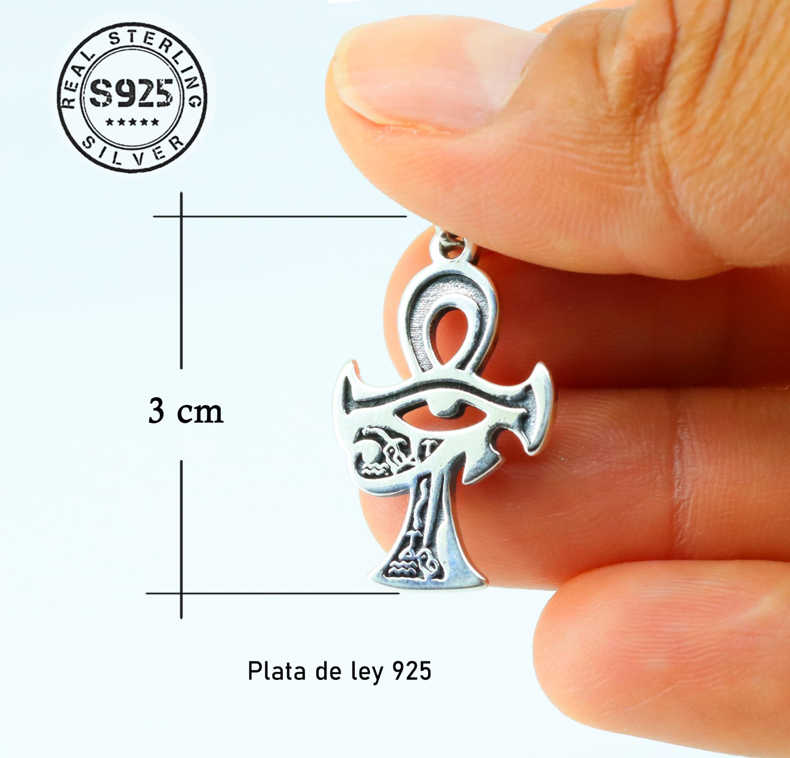 Only faith Colgantes Esotéricos de Plata de ley 925, Sello de 7 Arcángeles y Cruz Egipcia con Ojo de Horus, 3 cm