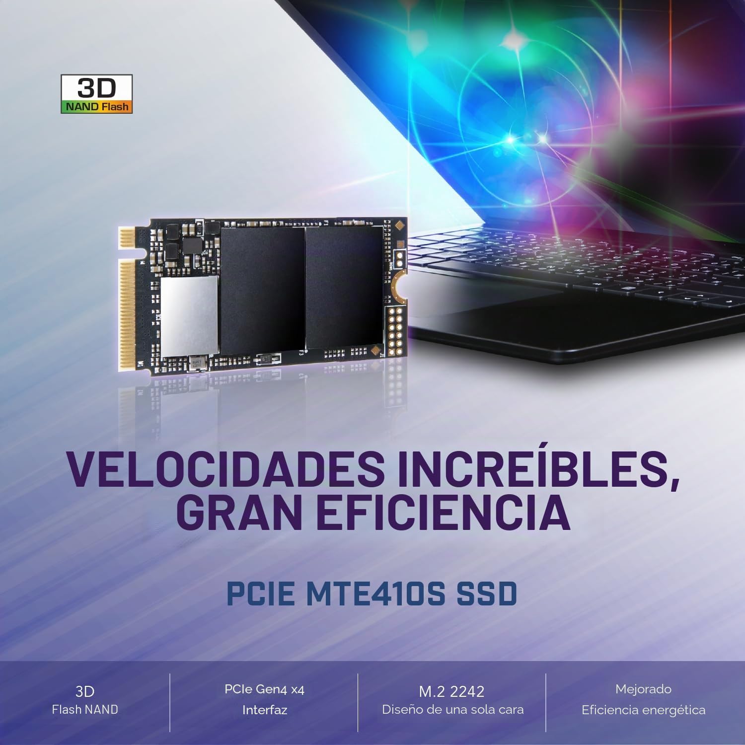 Transcend 1TB M.2 NVMe SSD 2242 PCIe Gen4x4 MTE410S Máx. Lectura/Escritura: 5,000 MB/s/4,300 MB/s TS1TMTE410S