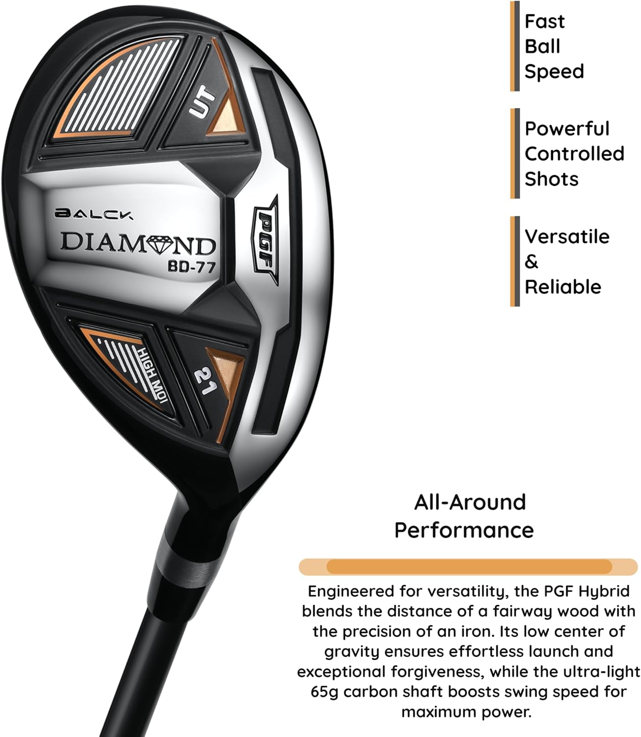 PGF Labs BD-77 Complete Golf Club Package Set for Men & Women [14-Pieces] [Flex: Regular]