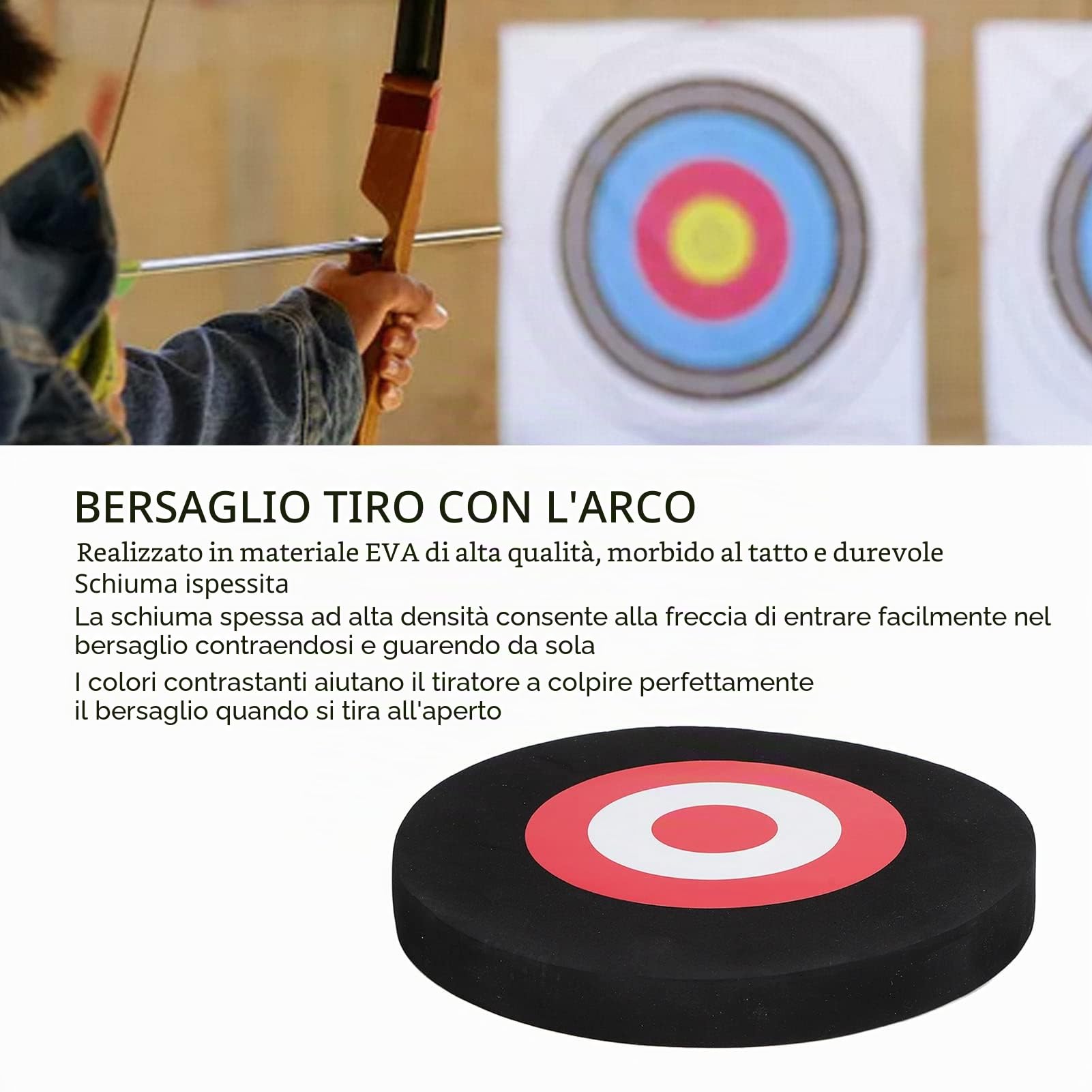 Topyond Bersaglio Mobile per Arco E Frecce, Bersaglio per Tiro con L'Arco Eva, Bersaglio per Tiro con L'Arco Mobile, Viene Fornito con 2 Fogli di Tiro(Nero Rosso)