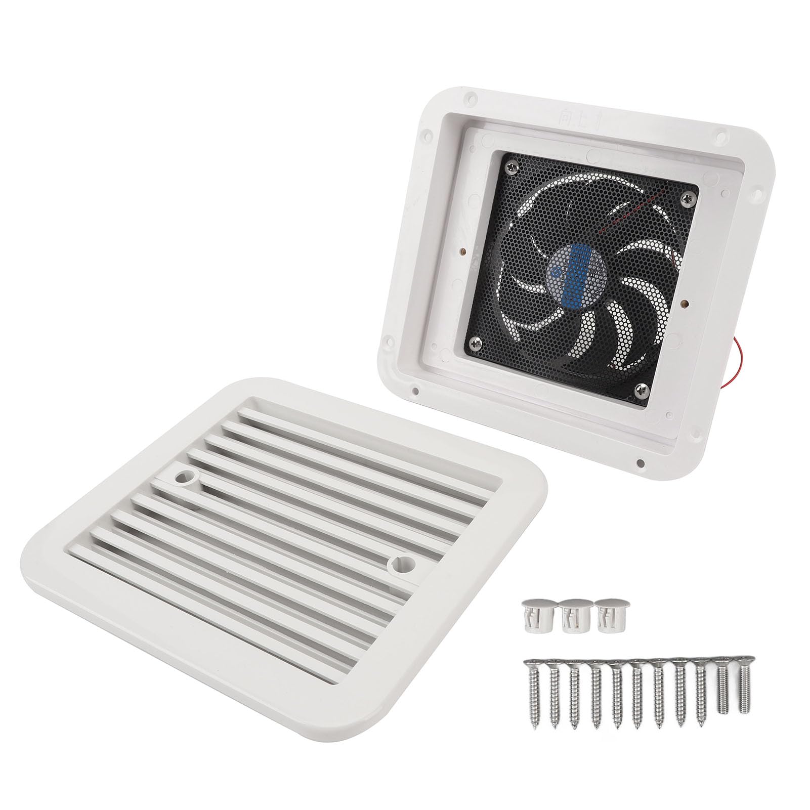 Fockety Wohnmobil Seitenlüftungsventilator, 24 V 3000 U/Min 1 Wege Starke Windseite Mount Ableitungslüfter RV Dachentlüftung mit Bildschirm, RV Seitenablüftungslüfter für