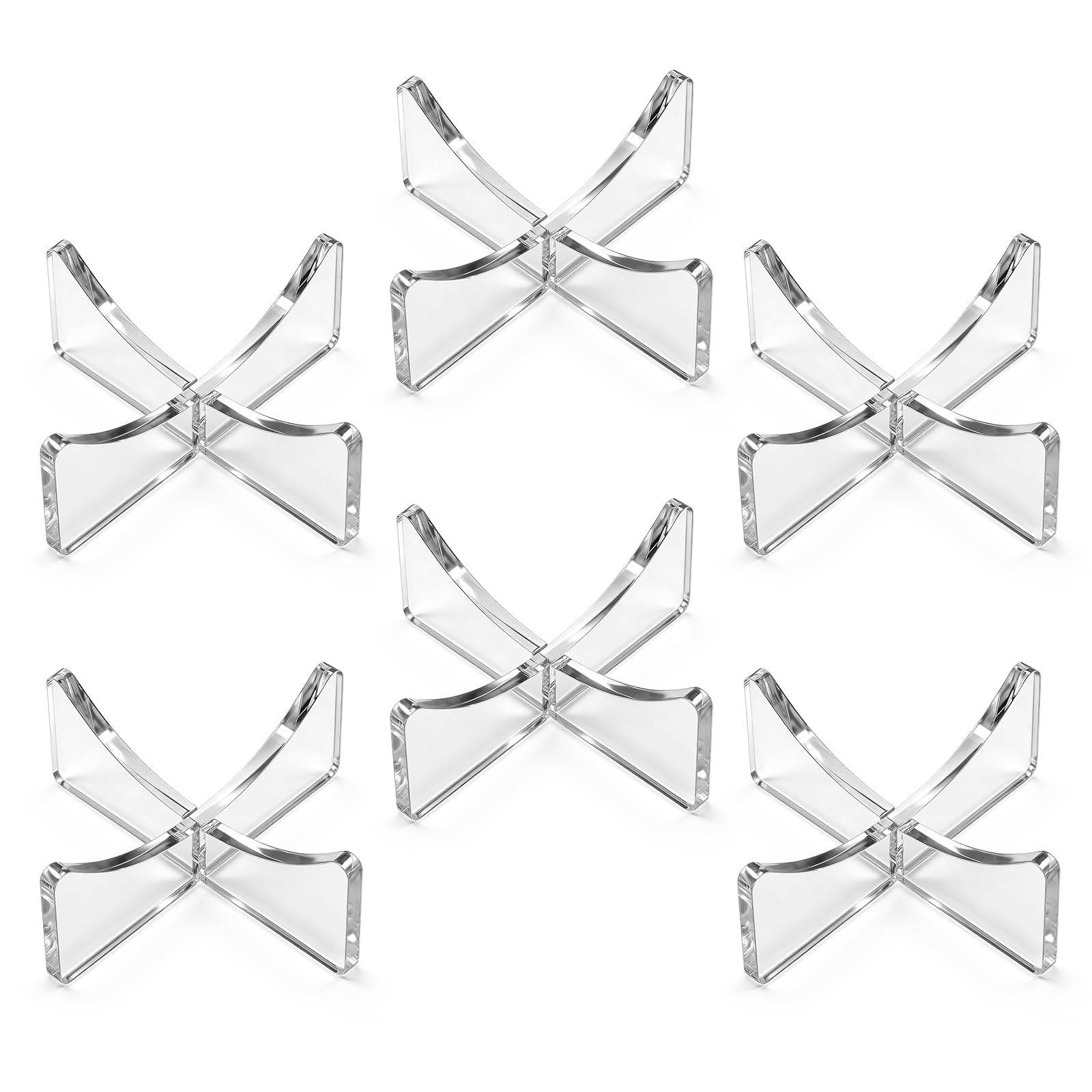 6 Pcs Football Display Stands, Acrylic Ball Stand Holder for Football Basketball Soccer Volleyball Rugby, Clear Case Rack for Trophy Memorabilia Showcase, Sports Collectibles in Home Office Store