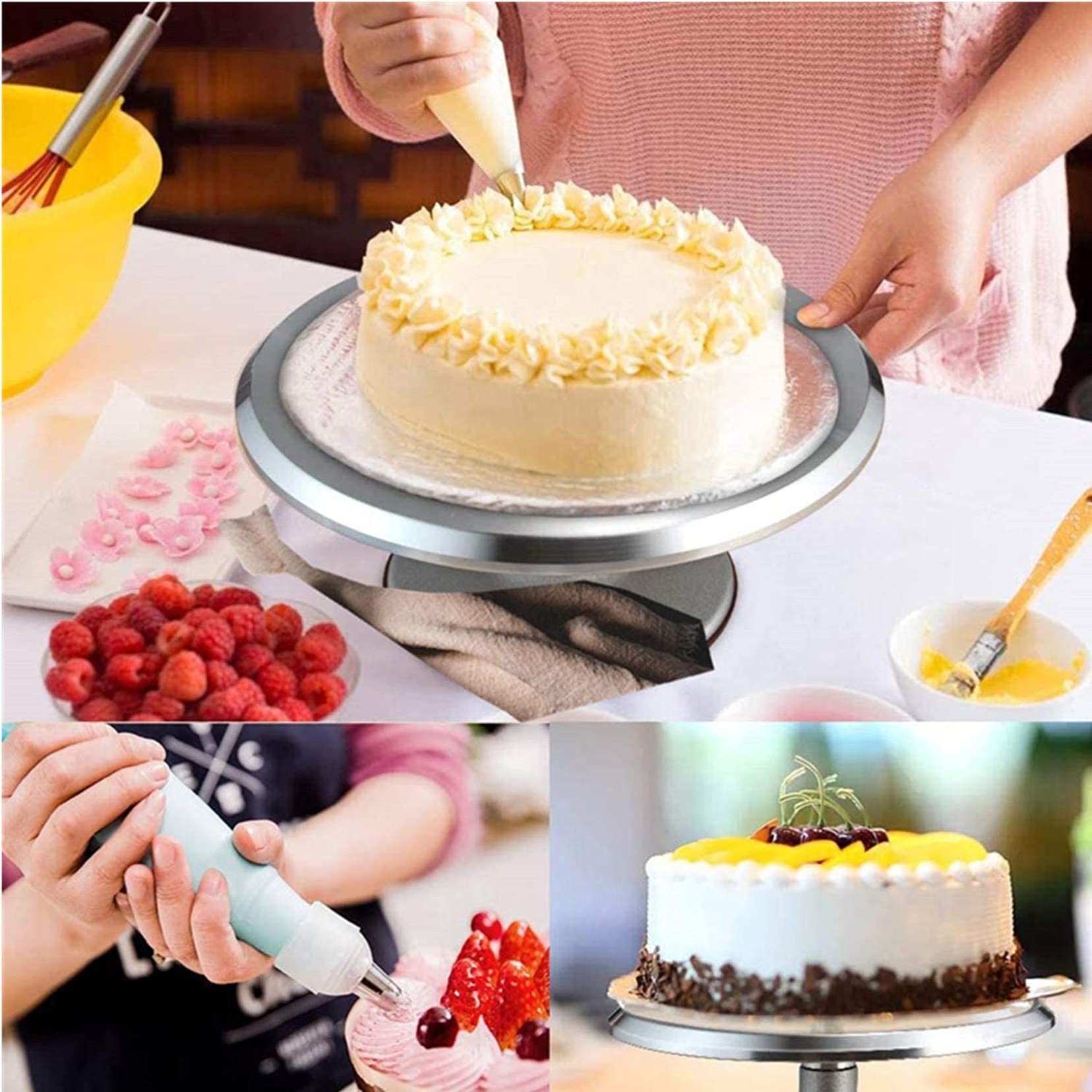 Rotella girevole da 30,5 cm, per sculture e torte, girevole per pittura nera, supporto leggero per verniciatura, spruzzatura, espositore di oggetti, grigio scuro, 30,5 cm