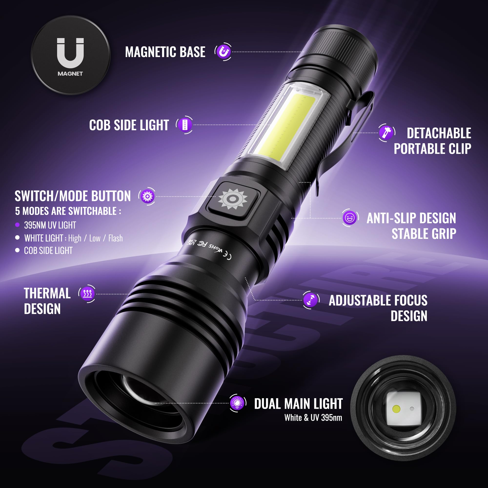 Amazon.com: DARKDAWN 3 in1 Super Bright Flashlight & UV Flashlight