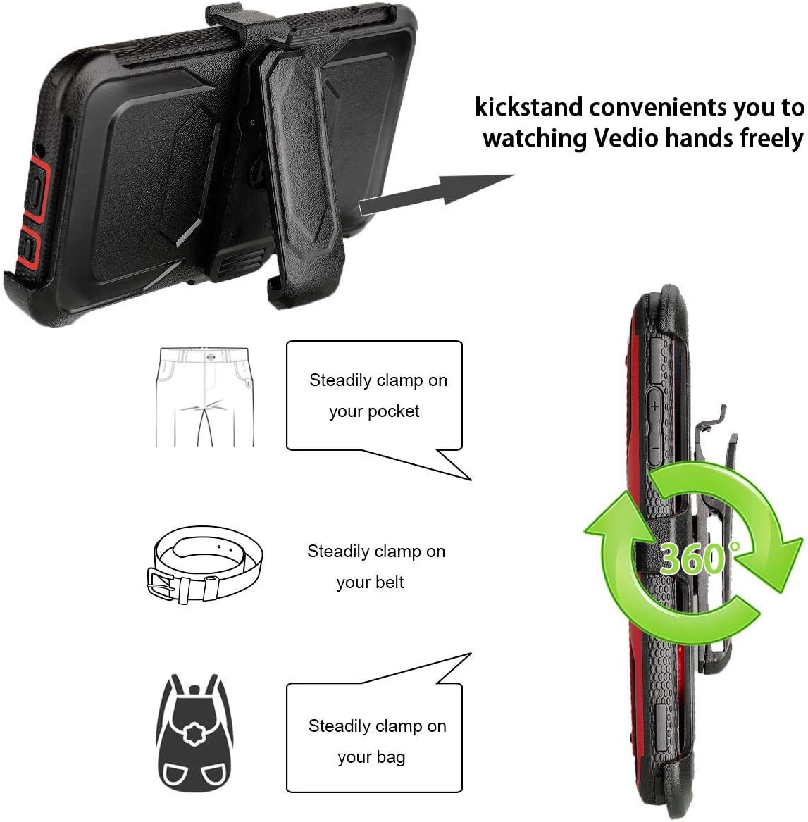 LG Aristo,Aristo 2 Case/Aristo 2 Plus/Rebel 4/Phoenix 4/Aristo 3/Tribute Empire/Aristo 3+/K8S/Rebel 2 LTE,3 LTE/Tribute Dynasty/phoenix 3/Fortune/Risio 2/K8/Zone 4,Risio 3,Fortune 2/K8+ Holster, Red