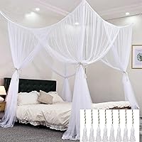 VISATOR Mosquito Net Bed Canopy King Queen Size White Square Dome Tent for Girls Baby Crib Kids Adult Beds Ceiling Hung