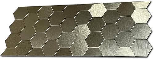 XUANINY Azulejos hexagonales de metal de 20 hojas, azulejos de mosaico de línea de cintura decorativos autoadhesivos, paneles de pared para