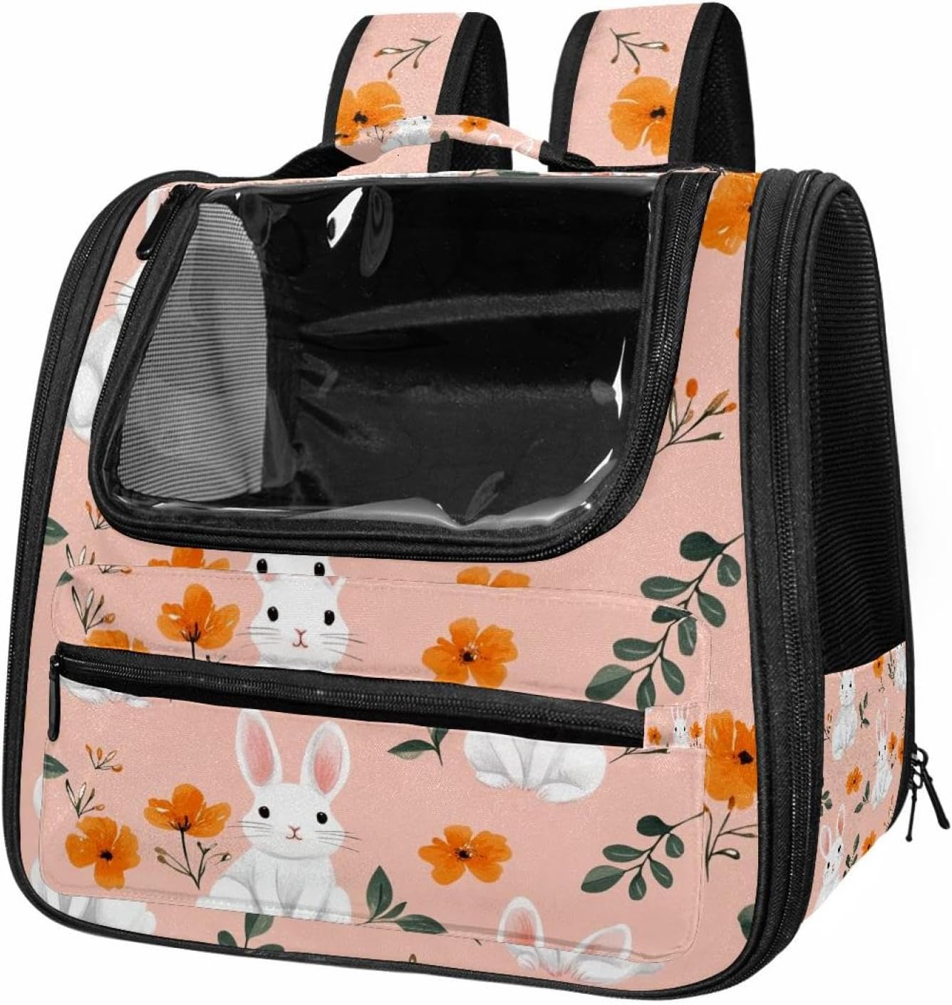 Bunny Rabbit Flower (8) Traveler Backpack Pet Carriers for Cats and Dogs