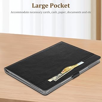 Fintie Sleeve Case for Surface Laptop 8th/7/6/5/4/3/2, 13.5-13.8 Inch | Folio Book Cover with Large Pocket, PU Leather, Magnetic Closure, Black
