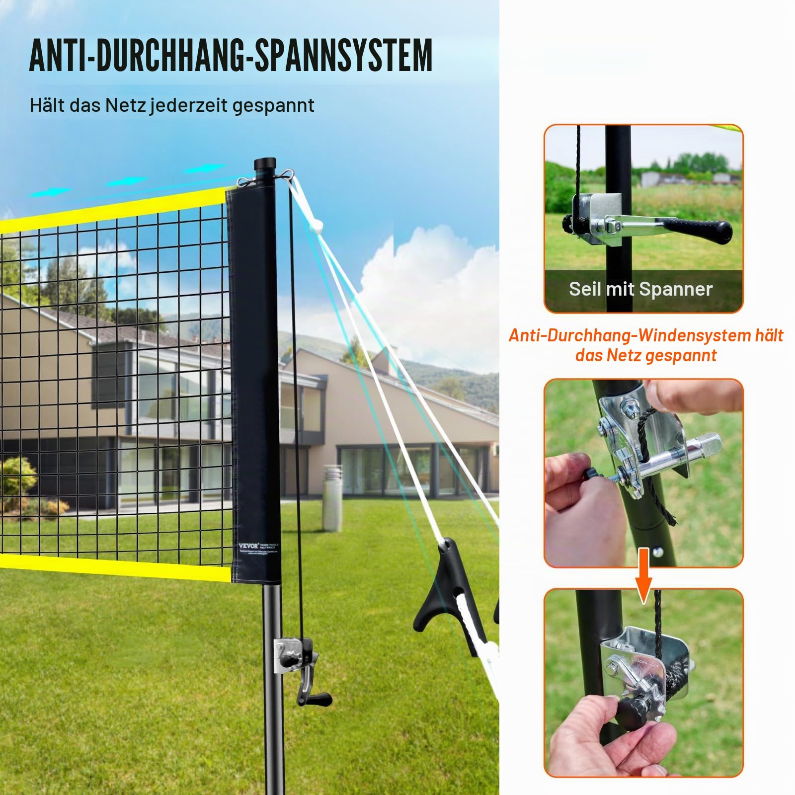 VEVOR Badminton-Netz-Set, Outdoor-Hinterhof, Strand, Park, Badminton-Netz, tragbares Badminton-Ausrüstungs-Set